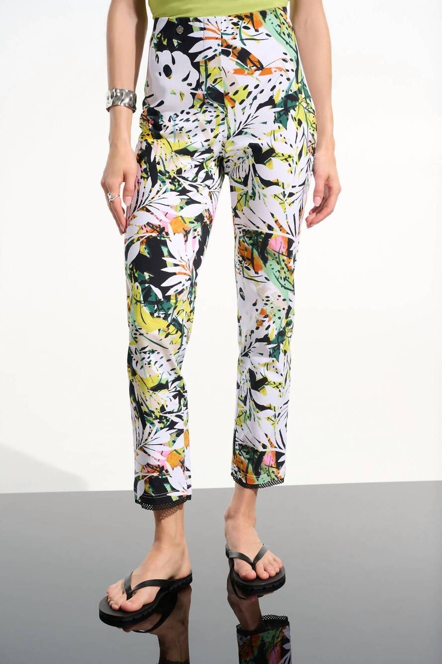 NEW JOSEPH RIBKOFF floral high-waisted trousers in vanilla